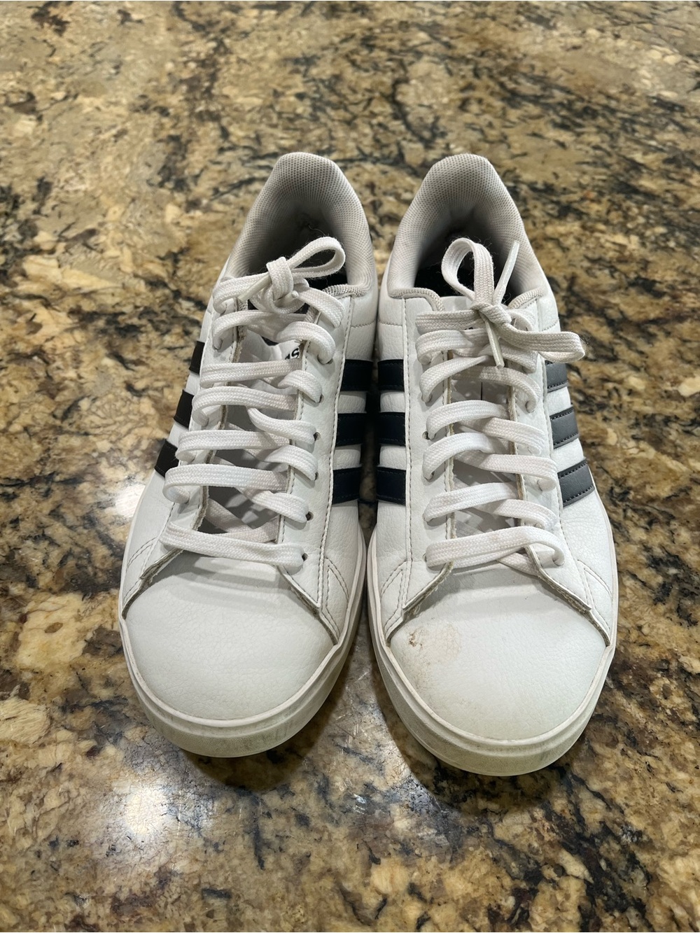 adidas White Sneakers with Black Stripes